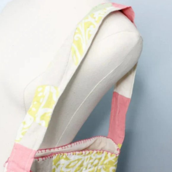 Quilted Linen Patchwork Tote Bag - Handmade Linen + Organic Cotton Purse - Picture 5 of 9